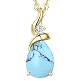 FANCIME Turquoise Necklace 14K Solid Yellow Gold