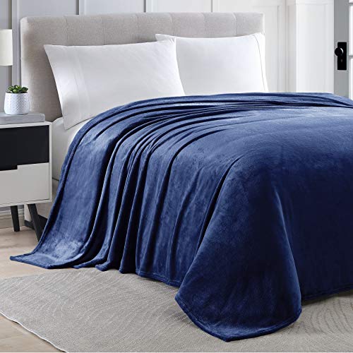 image for Love's cabin Flannel Fleece Blanket Twin Size Navy Blue Throw blanket 