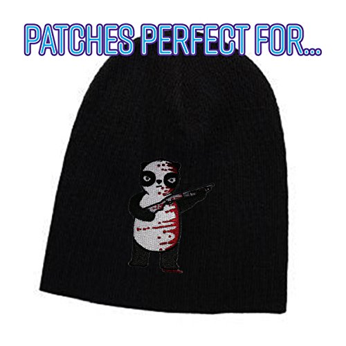 Hat Shark Randy Otter Black White & Red All Over Bloody Panda w/Shot Gun Patch Applique