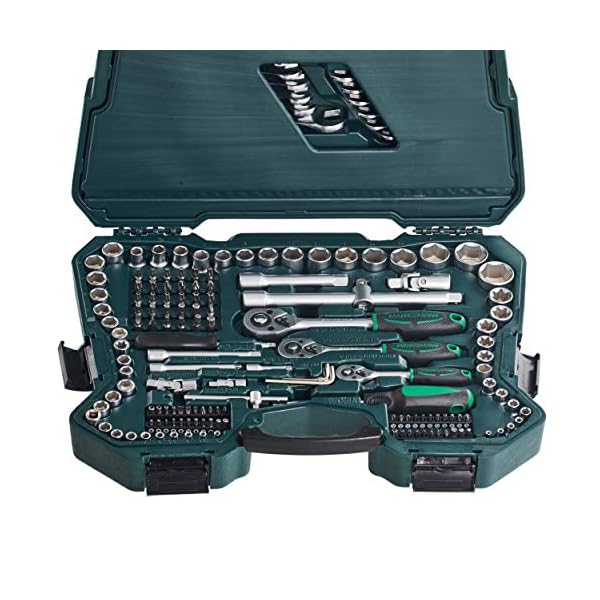 Mannesmann M98430 – Maletín con llaves de vaso y otras herramientas (215  piezas, tamaño: 12x36x51 cm), Color Verde… – Diagnosisnorte