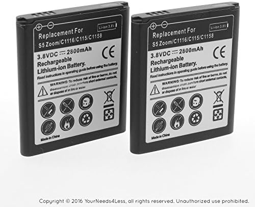 YN4L 2 X 2600mAh Replacement Batteries for Samsung Galaxy S5 Zoom C115 ; C116 ; C1158 ; EB-BC115BBE