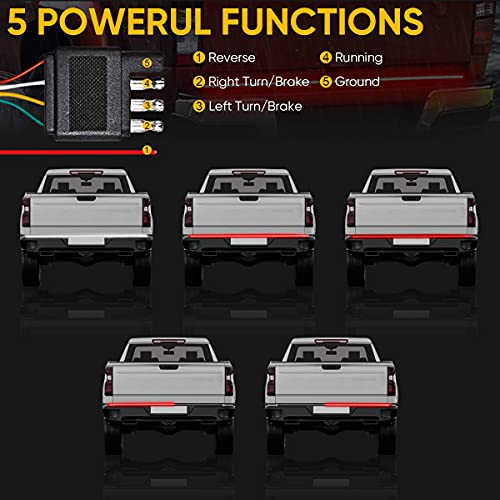 60" Truck Tailgate Light Bar 108 LED Tail Light Strip with Red Brake