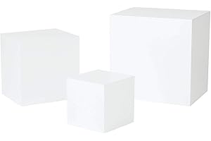 Fun Express White Buffet Table Risers, Set of 3, Made of Wood - Small / Medium / Large Size - Party, Wedding andHome Decor