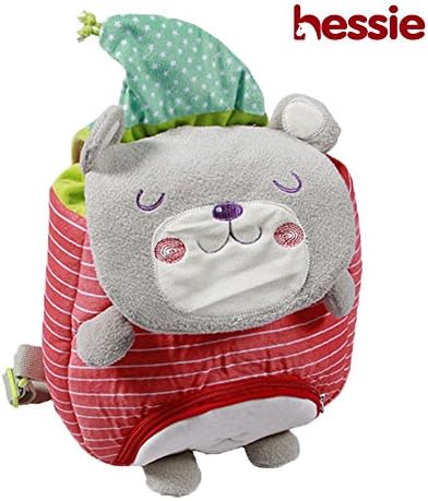 Hessie Little Girls Boys Harness Backpack, Canvas Travel/School/Preschool Mini Bag, Kids Animal Rucksack - Red Bear Backpack