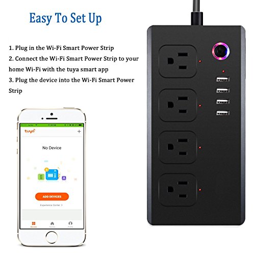 image for WiFi Power Strip, Akface Surge Protector Smart Outlet Plug Voice Contr