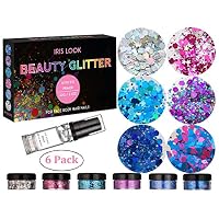 HITOP Christmas Party Favors Cosmetic Glitter, 2 Pack Body Glitter with 1 Fix Gel, Rave Makeup Face Glitter Festival For Women, Christmas Gifts For Teen Girls (6 Pack-set 4)