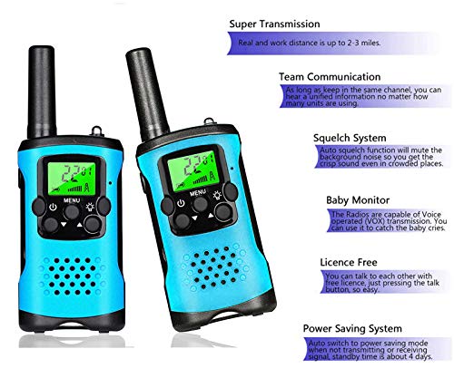 Ahtandy Walkie Talkies for Kids,22 Channel Kids Walkie Talkies Toys, Prevent Children\'s Myopia and Away from Electronic Games,Gifts for Kids Adventure Gear to Camping, Games, Hiking(Blue, 2 Pack)