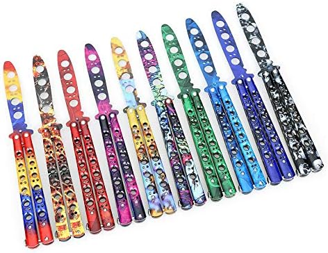 AngB CS GO Folding Game Knife Butterfly Knife Trainer Colorful Dull Blade no Edge Tool Practice Butterfly in Knife