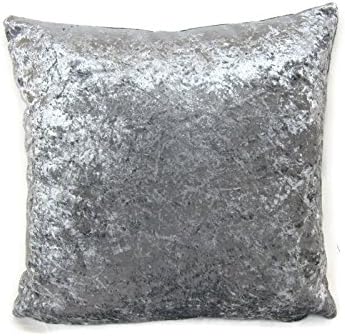 FLUFFSTERS 4 x Grey Crushed Velvet cushion covers 18"-45 cm complete with Cushions/Inners/Inserts