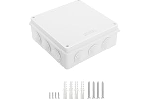 LeMotech ABS Plastic Dustproof Waterproof IP65 Junction Box Universal Electrical Project Enclosure White 7.9 x 7.9 x 3.1 inch (200 x 200 x 80 mm)