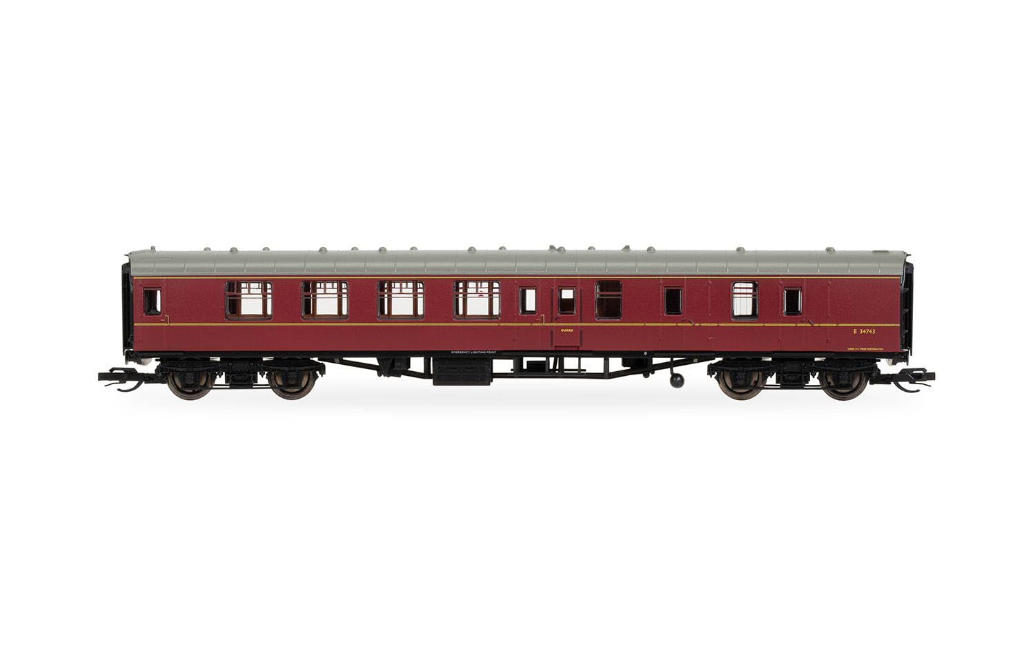 Hornby TT:120 Coach Car - TT4002A BR Mk1 Brake Second E34743 - Era 5 Train Toy, TT Gauge Carriage for Train Set, Rolling Stock Models for Adults - 1:120 Scale Model Gift