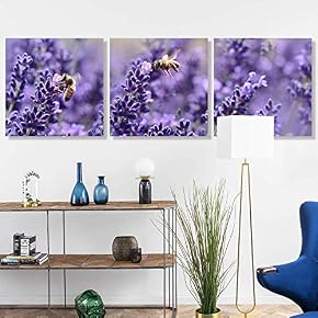 3 Panel Romantic Lavender Pictures Home Wall for...