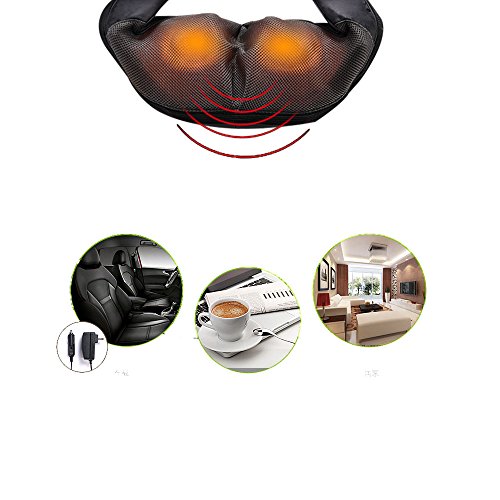 Wyness Shiatsu Deep Kneading Massage Pillow with Heat, Car/Office Chair Massager, Neck, Shoulder, Back, Waist Massager Pillow [Speed Control, Bi-Direction Control] – Black - Thumbnail 4