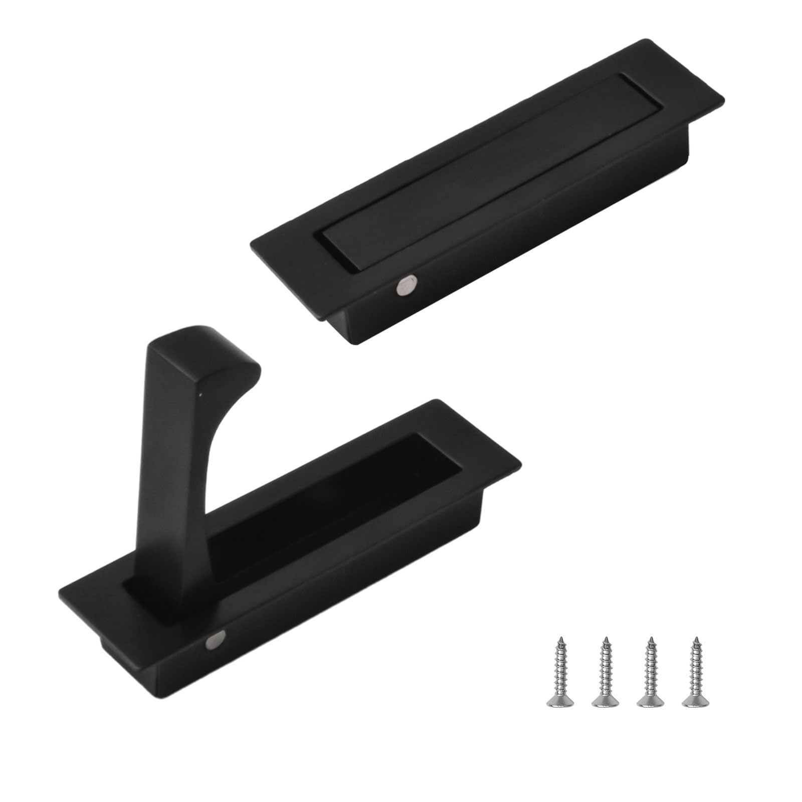 UFURMATE Flush Mount Door Pull, 2PCS 304 Stainless Steel Pocket Door Handle Brushed Flush Mount Pocket Door Hardware Bifold Door Handle for Closet Cabinet Pocket Cupboard(Black)