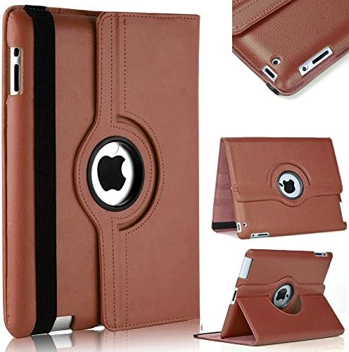 iPad Air 1 Case, AllinoMarket - 360 Degree Rotating Stand Case Smart Cover with Auto Sleep and Wake Feature and Strap for Apple iPad Air 1 (2013 Release) (Brown)