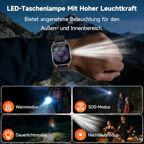 2026 Smartwatch Women Men ECG/Blood Pressure/Uric Acid/BMI/HRV/LED Light, 2.0 Inch Health Watch with 24H Blood Pressure Measurement SpO2 Heart Rate Monitor Body Temperature Sleep Monitor, SOS
