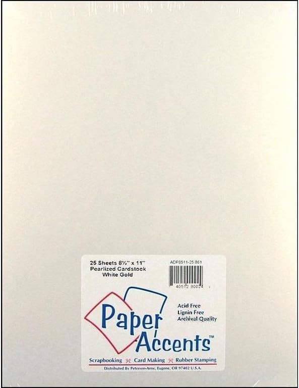Accent Design Paper Accents PaperPearlized8511WhiteGold Paper Pearlized 8.5x11 80# White Gold