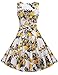 ACEVOG Vintage Scoop Neck Cocktail Bridesmaid Dress Party Dress Light Yellow M