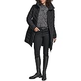 DKNY Women's Long Lightweight Hooded Puffer Jacket – Insulated Casual Outerwear