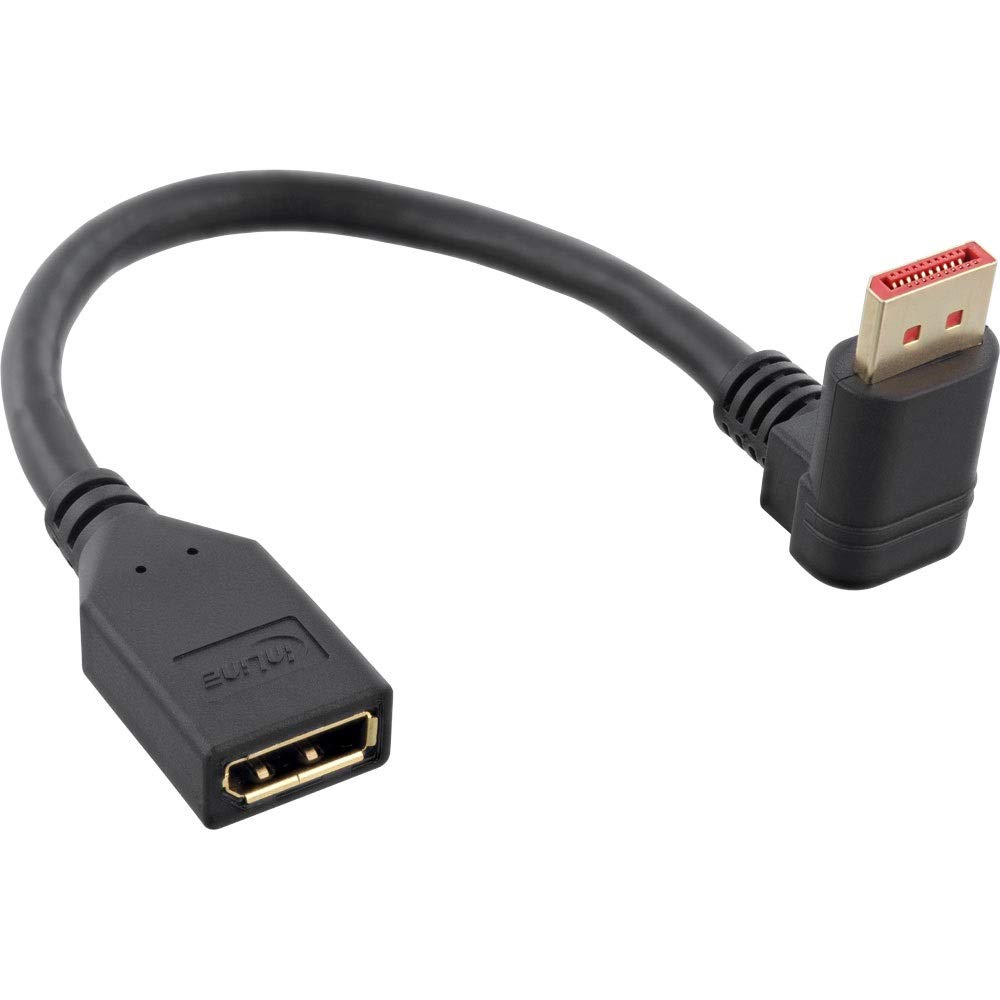InLine® DisplayPort 1.4 Adaptor Cable ST/BU, 8K4K, Downward-Angled, Black/Gold, 0.15 m