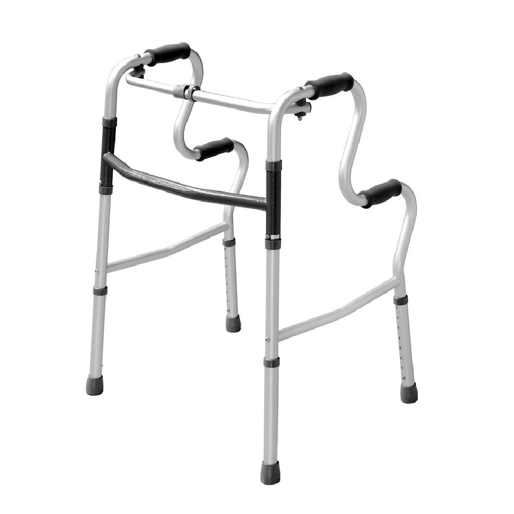 Lightweight Hi-Riser Walking Frame/Folding Zimmer Walker - Adjustable Height - Simple one Button Folding Mechanism