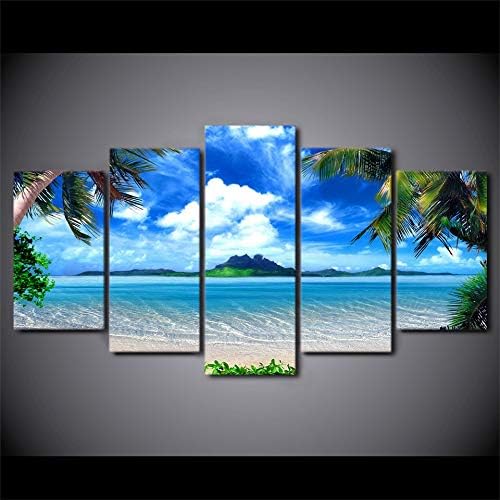 Jryyqq5 Cuadro Sobre Lienzo Decoracion Habitacion Arte De La Pared 5 Piezas Palmeras Azul Ky Nube Blanca Ea Cene Pinturas Carteles Cuadros Modulares Lienzo Impresiones En Hd Impresiones En Lienzo Amazon Es Hogar