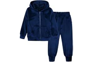 MYGBCPJS Boys Girls 2 Pcs Velvet Sweat Suit Outfits Toddler Kids Long Sleeve Pullover Hoodie + Elastic Waist Sweatpants Set