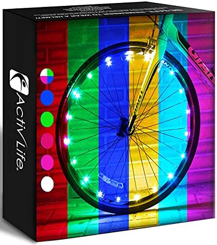 Photo 1 of Activ Life Bike Wheel Lights - Color-Changing LED Spoke Lights for Wheels - Festive Stocking Stuffers - Christmas Night Riding - Bike Accessories - Pack of 2, Color-Changing