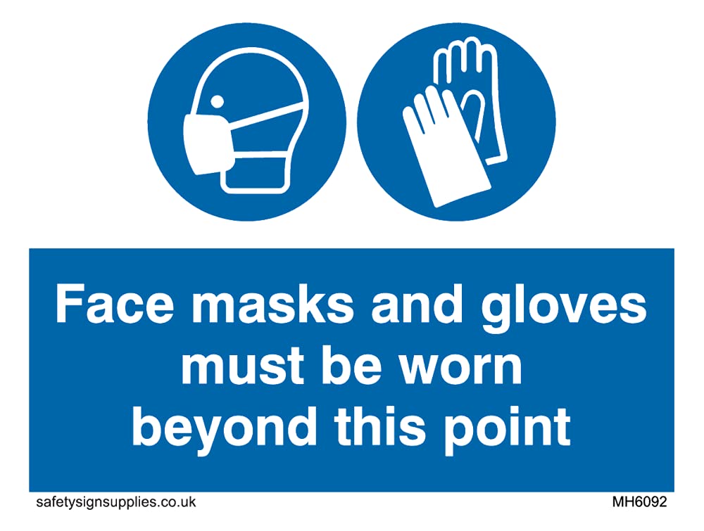 Pack of five - Face masks and gloves must be worn beyond this point Sign - 100x75mm - A7L