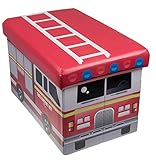 Fire Truck Collapsible Storage Organizer by Clever Creations | Firetruck Storage Box Folding Storage Ottoman for Your Bedroom | Perfect Size Storage Chest for Books, Shoes & Games