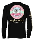 Simply Southern Preppy Long Sleeve T-Shirt - State Of Mind - Color Black (Large)