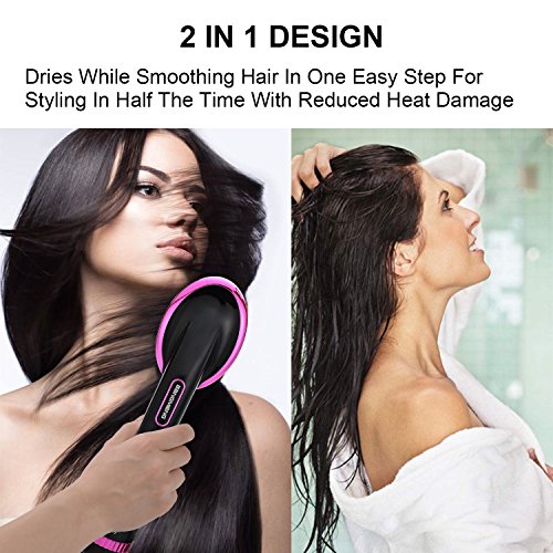 BANGMENG One Step Dryer & Styler Hot Air Paddle Brush | Negative Ion Generator Hair Straightener For All Hair Types | Eliminate Frizzing, Tangled Hair & Knots, Promote Healthy & Shiny Hair Locks