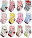 RATIVE Non Skid Anti Slip Cotton Dress Crew Socks With Grips For Baby Infant Toddler Kids Girls (6-12 Months, RG-726727)