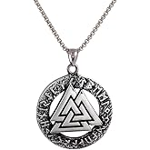 TURTLEDOVE Viking Necklace Norse Valknut - Nordic Pendant with Medieval Futhark Rune - Celtic Pagan Jewelry of Amulet
