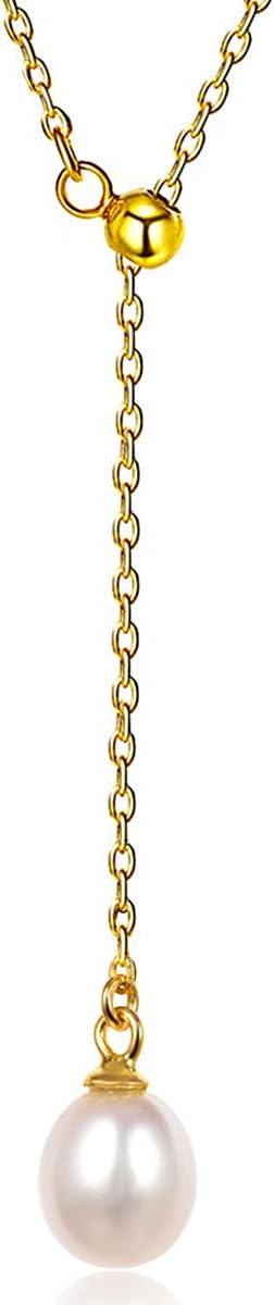 Dalwa Pearl Necklace for Women Pearl Jewellry 14 karat Gold Plated 925 Sterling Silver Necklace with Freshwater Pearl Pendant 45 cm + Gift Box