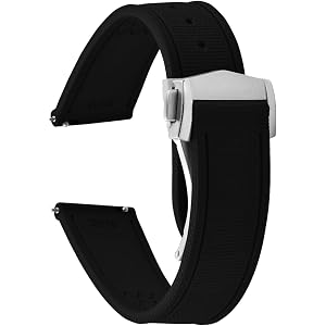 PTFULUOS 20/22mm Quick Release Sailcloth Texture FKM Watch Bands | Soft Supple FKM fluororubber Watch Strap, Waterproof and S