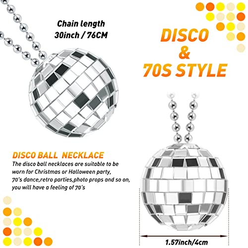 12 Piece Unisex Mirror Disco Ball Costume Necklaces 70s Disco Party Necklaces For Home