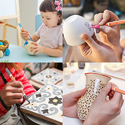 Niutop 24 Colors Paint Pens for Rock Painting, Stone, Ceramic, Glass, Wood, Halloween Pumpkin