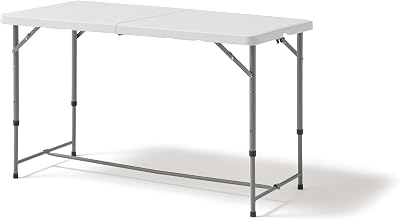 - Mesa Plegable Portátil Multifuncional, 122x60x58/74/90cm, Blanco