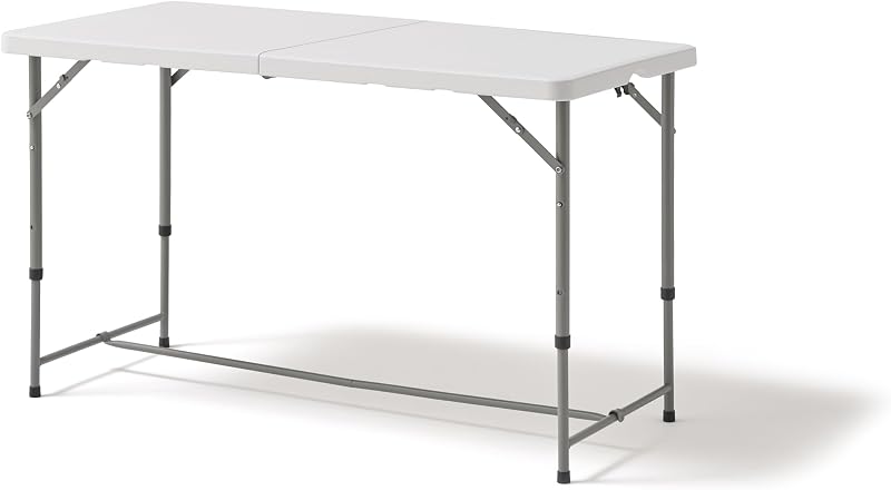 - Mesa Plegable Portátil Multifuncional, 122x60x58/74/90cm, Blanco