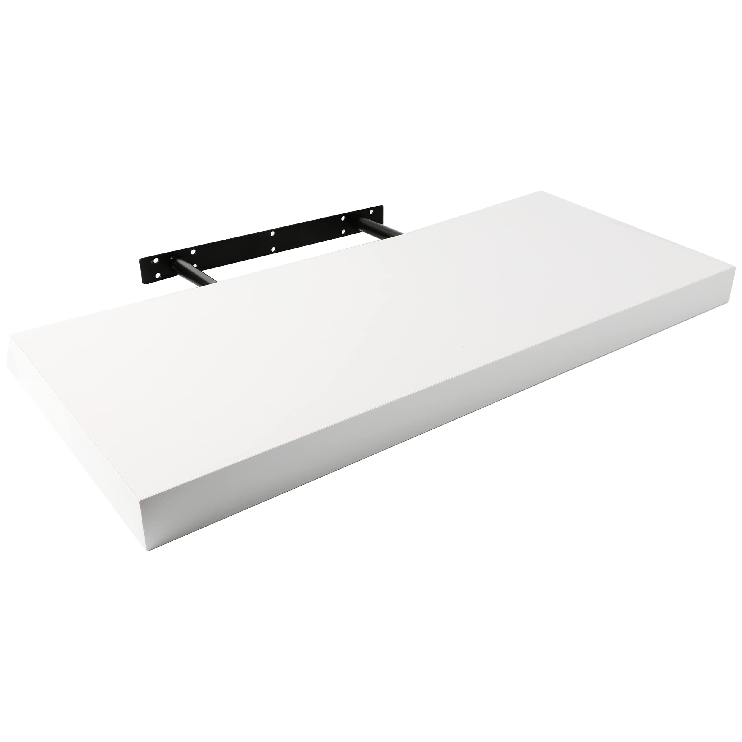 H HANSEL HOME 1 Floating Wall Shelf, Retro Style, White color, 60 x 25 x 4 cm, Wall Shelves Invisible Fixing