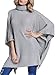 SheIn Women's Turtleneck Poncho Sweater Asymmetric Cape Knitwear