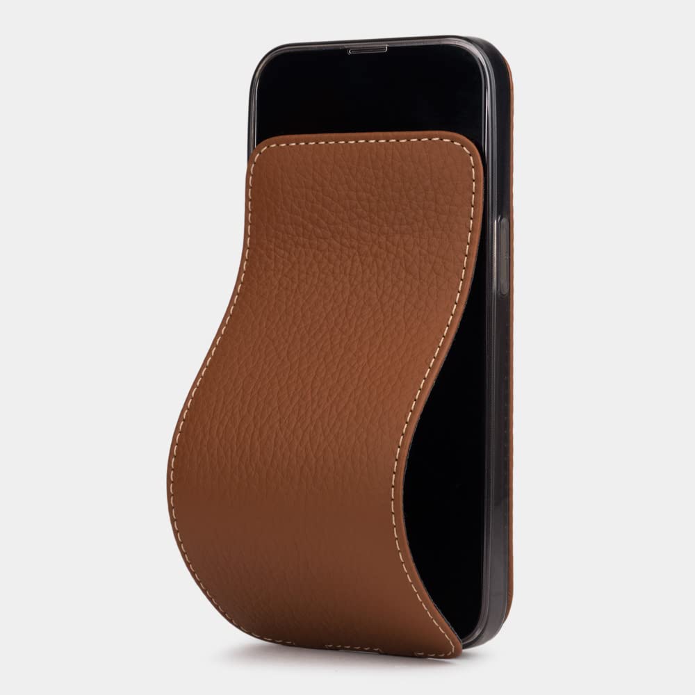 Marcel Robert - premium leather flip case for iPhone 13 Pro - patented model - made in France - [ CARAMEL ]