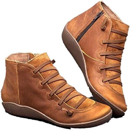 2019 New Arch Support Boots Women's Boots Leather Comfortable Damping Shoes Side Zipper Platform Wedge Booties