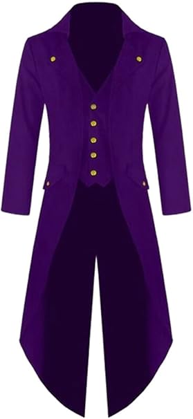LD Mens Single Breasted Back Split Long Tail Coat Tuxedo Blazer Jacket Purple XXS: Amazon.ca 