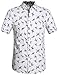 SSLR Men's Cotton Crane Button Down Short Sleeve Casual Shirt (Medium, White)