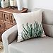YeeJu Set of 4 Green Plant Throw Pillow Covers Decorative Cotton Linen Square Outdoor Cushion Cover Sofa Home Pillow Covers 20x20 Inch