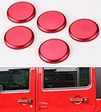 Opar Red Door Handle Exterior Push Button Cover Trim for 2007 - 2018 Jeep JK Wrangler & Unlimited - 5PCS/Set