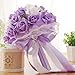 WensLTD_ Wedding Bouquet, Crystal Roses Bridesmaid Wedding Bouquet Bridal Artificial Silk Flowers (Purple)