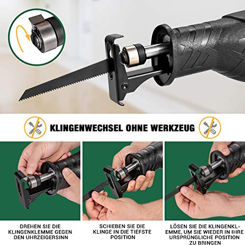 Säbelsäge, Universalsäge(1050 Watt, inkl. 2 x Säbelsägeblatt für Holz, 1x Säbelsägeblatt für Metall, Schnitthub 28 mm… – Bild 4